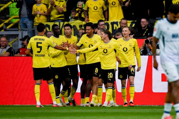 Felix Nmecha (Borussia Dortmund) Torjubel, jubelt nach seinem Treffer zum 2:0 waehrend des spiels der 1. Bundesliga zwischen Borussia Dortmund und SC Paderborn 07, Signal Iduna Park am 12. September 2026 in Dortmund, Deutschland. (Foto von Max Maiwald DeFodi Images) +++ Felix Nmecha (Borussia Dortmund) celebrates after scoring his team s second goal during the Bundesliga match between Borussia Dortmund and SC Paderborn 07 at Signal Iduna Park on September 12, 2026 in Dortmund, Germany. (Photo by Max Maiwald DeFodi Images) DFB DFL REGULATIONS PROHIBIT ANY USE OF PHOTOGRAPHS AS IMAGE SEQUENCES AND OR QUASI-VIDEO. (Photo by Max Maiwald DeFodi Images) - *** Felix Nmecha of Borussia Dortmund celebrates his goal, making the score 2–0, during the Bundesliga 1 match between Borussia Dortmund and SC Paderborn 07 at Signal Iduna Park on September 12, 2026, in Dortmund, Germany. Photo by Max Maiwald, DeFodi Images. Felix Nmecha of Borussia Dortmund celebrates after scoring his team’s second goal during the Bundesliga match between Borussia Dortmund and SC Paderborn 07 at Signal Iduna Park on September 12, 2026 in Dortmund, Germany. Photo by Max Maiwald, DeFodi Images. DFB and DFL regulations prohibit any use of photographs as image sequences and or quasi-video. Photo by Max Maiwald, DeFodi Images.