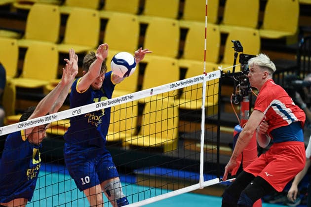 September 12, 2026: Hampus Ekstrand of Sweden during the CEV EuroVolley 2026 group stage volleyball match between Sweden and the Czech Republic on September 12, 2026 in Modena Photo Bildbyran EXT BILDBYRAN COP 18 XY0129 volleyball volleyball volleyball European Championships Sweden Czech Republic CEV EuroVolley 2026 Sweden Czech Republic bbeng  Copyright: BILDBYRANxEXT BB260912BB950