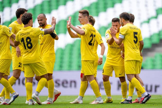 Collective celebration after Loris Maier s goal (1-1), SG Sonnenhof Großaspach, 27, TSV Havelse vs. SG Sonnenhof Großaspach, soccer, 3rd Division, Matchday 5, September 6, 2026, DFB regulations prohibit any use of photographs as image sequences and or quasi-video. Hanover, Lower Saxony, Germany Copyright: xkolbert-press PhilipxZieglerx