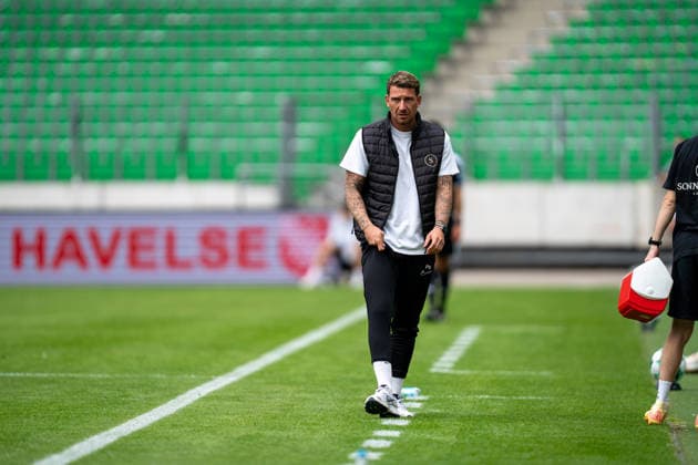 Pascal Reinhardt, Coach of SG Sonnenhof Großaspach; TSV Havelse vs. SG Sonnenhof Großaspach; Soccer; 3rd Division; Matchday 5; September 6, 2026; DFB regulations prohibit any use of photographs as image sequences and or quasi-video; Hanover, Lower Saxony, Germany Copyright: xkolbert-press PhilipxZieglerx
