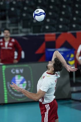 Turkiye v France - CEV EuroVolley 2026 Men CLUJ-NAPOCA, ROMANIA - SEPTEMBER 12: Gokcen Yuksel of Turkiye in action during the CEV EuroVolley 2026 match between Turkiye and France at the BTarena in Cluj-Napoca, Romania, on September 12, 2026. Osmancan Gurdogan Anadolu Cluj-Napoca Romania. Editorial use only. Please get in touch for any other usage.  Copyright: x2026xAnadoluxOsmancanxGurdoganx