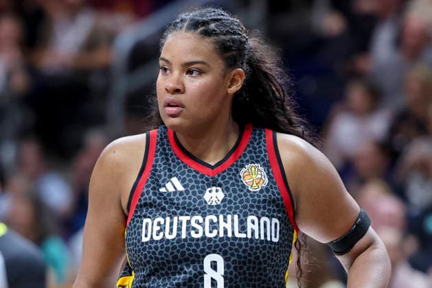 Nyara Sabally of Germany looks dejected during the FIBA Women s Basketball World Cup Germany 2026 semifinal game between France and Germany at the Berlin Arena on September 12, 2026, in Berlin, Germany. Photo by Marco Steinbrenner, DeFodi Images