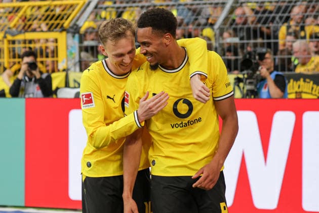 12.09.2026, xgrfx, Fussball 1.Bundesliga, Borussia Dortmund - SC Paderborn 07 v.l. Tor, Felix Nmecha zum 2:0 (Borussia Dortmund) (DFL DFB REGULATIONS PROHIBIT ANY USE OF PHOTOGRAPHS as IMAGE SEQUENCES and or QUASI-VIDEO) Dortmund *** September 12, 2026, xgrfx, Soccer, Bundesliga 1, Borussia Dortmund vs. SC Paderborn 07, goal, Felix Nmecha makes it 2–0 for Borussia Dortmund. DFL and DFB regulations prohibit any use of photographs as image sequences and or quasi-video. Dortmund