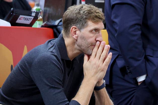 Dirk Nowitzki looks dejected during the FIBA Women s Basketball World Cup Germany 2026 semifinal match between France and Germany at the Berlin Arena on September 12, 2026, in Berlin, Germany. Photo by Marco Steinbrenner, DeFodi Images
