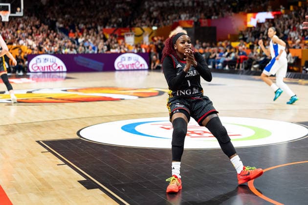 Alexis Peterson Germany, 01 cheers, GER, France vs. Germany, Basketball, 2026 FIBA Women’s World Cup, Semifinal, September 12, 2026 GER, France vs. Germany, Basketball, 2026 FIBA Women’s World Cup, Semifinal, September 12, 2026 Berlin Copyright: xEibner-Pressefoto MaxxVincenx EP_MVN