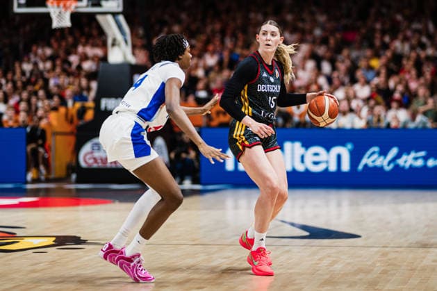 FIBA Women’s Basketball World Cup 2026: France vs. Germany, September 12, 2026—Luisa Geiselsoder (Germany), 15; Dominique Malonga (France), 14—Basketball, FIBA Women’s Basketball World Cup 2026, Final Phase, Semifinal: France vs. Germany on September 12, 2026, at the Uber Arena, Berlin Copyright: xBEAUTIFULxSPORTS Tonhäuserx