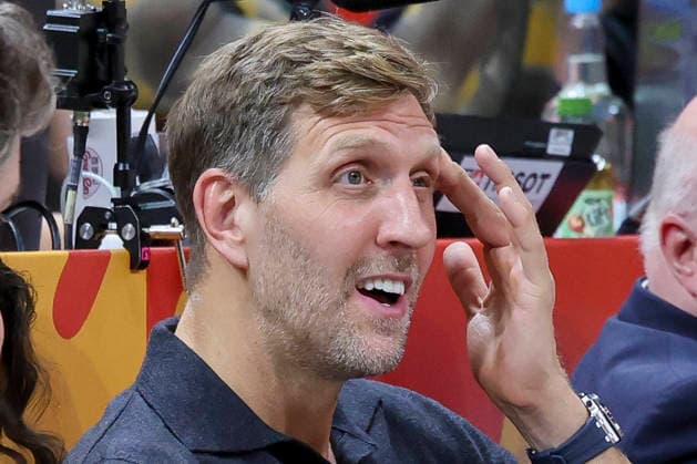 Dirk Nowitzki looks dejected during the FIBA Women s Basketball World Cup Germany 2026 semifinal match between France and Germany at the Berlin Arena on September 12, 2026, in Berlin, Germany. Photo by Marco Steinbrenner, DeFodi Images
