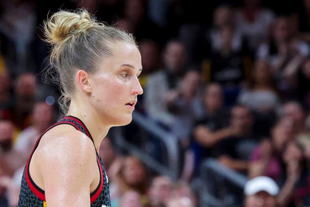 Leonie Fiebich of Germany looks dejected during the FIBA Women s Basketball World Cup Germany 2026 semifinal match between France and Germany at the Berlin Arena on September 12, 2026, in Berlin, Germany. Photo by Marco Steinbrenner, DeFodi Images