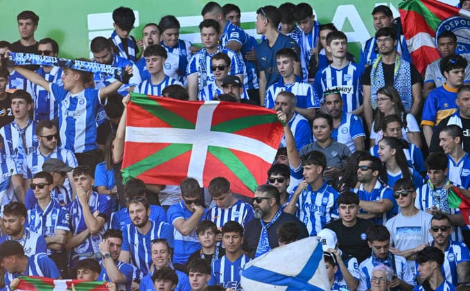 ESP LaLiga EA Sports: Racing Santander vs. Deportivo Alavés—Alavés fans during the LaLiga EA Sports match between Racing Santander and Deportivo Alavés, played at the Campos de Sport de El Sardinero Stadium in Cantabria on September 12, 2026, in Spain. Spanish Soccer Copyright: xAgenciaxLOFx