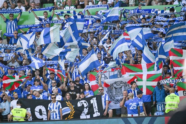 ESP LaLiga EA Sports: Racing Santander vs. Deportivo Alavés—Alavés fans during the LaLiga EA Sports match between Racing Santander and Deportivo Alavés, played at the Campos de Sport de El Sardinero Stadium in Cantabria on September 12, 2026, in Spain. Spanish Soccer Copyright: xAgenciaxLOFx
