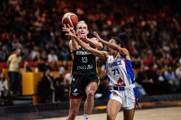 FIBA Women’s Basketball World Cup 2026: France vs. Germany, September 12, 2026; Leonie Fiebich (Germany), 13; Leila Lacan (France), 71; Basketball; FIBA Women’s Basketball World Cup 2026; Final Phase, Semifinal: France vs. Germany on September 12, 2026, at the Uber Arena, Berlin Copyright: xBEAUTIFULxSPORTS Tonhäuserx