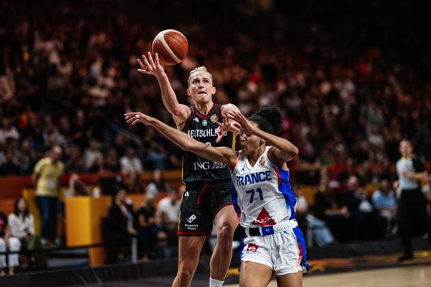 FIBA Women s Basketball World Cup 2026: France vs. Germany, September 12, 2026; Leonie Fiebich (Germany), 13; Leila Lacan (France), 71; Basketball; FIBA Women s Basketball World Cup 2026; Final Phase, Semifinal: France vs. Germany on September 12, 2026, at the Uber Arena, Berlin Copyright: xBEAUTIFULxSPORTS Tonhäuserx