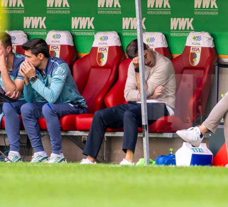 12.09.2026, Fussball Bundesliga 2026 2027, 3.Spieltag, FC Augsburg - Bayer Leverkusen, in der WWK-Arena Augsburg, Trainer Carles Martinez (Bayer Leverkusen) enttäuscht ***DFL and DFB regulations prohibit any use of photographs as image sequences and or quasi-video.*** *** September 12, 2026, 2026–2027 Bundesliga, Matchday 3, FC Augsburg vs. Bayer Leverkusen, at the WWK Arena in Augsburg, Coach Carles Martinez: Bayer Leverkusen Disappoints ***DFL and DFB regulations prohibit any use of photographs as image sequences and or quasi-video***