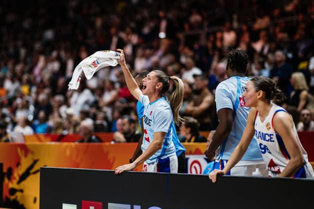 FIBA Women’s Basketball World Cup 2026: France vs. Germany, September 12, 2026. Romane Bernies of France, 47, celebrates basketball; FIBA Women’s Basketball World Cup 2026, Final Phase, Semifinal: France vs. Germany on September 12, 2026, at the Uber Arena, Berlin Copyright: xBEAUTIFULxSPORTS Tonhäuserx