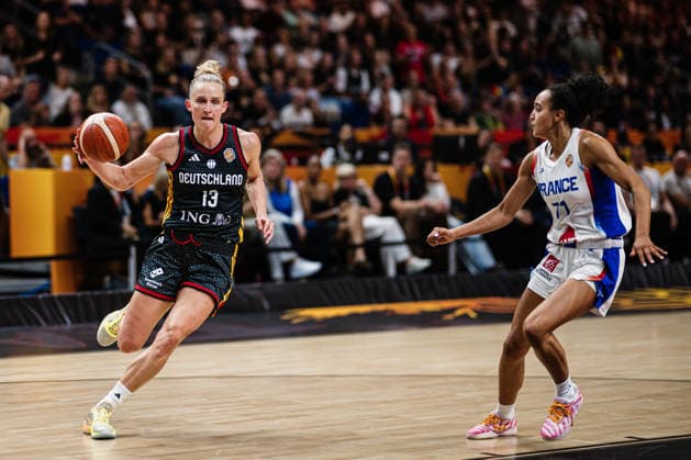 FIBA Women’s Basketball World Cup 2026: France vs. Germany, September 12, 2026; Leonie Fiebich (Germany), 13; Leila Lacan (France), 71; Basketball; FIBA Women’s Basketball World Cup 2026; Final Phase, Semifinal: France vs. Germany on September 12, 2026, at the Uber Arena, Berlin Copyright: xBEAUTIFULxSPORTS Tonhäuserx
