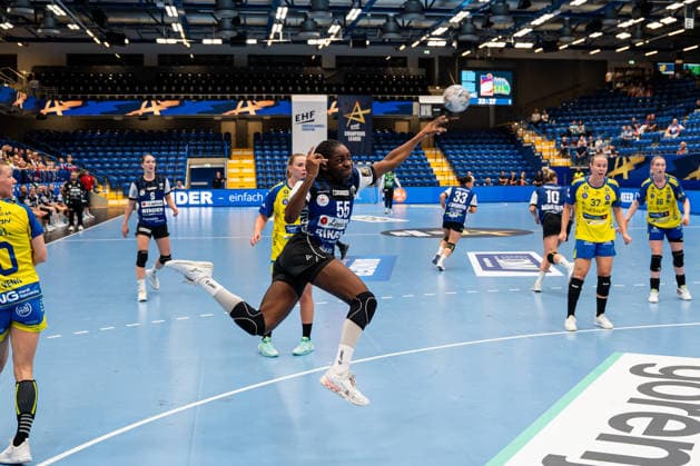 HSG Blomberg Lippe GER vs. Storhamar Handball Elite NOR, Handball, EHF Champions League Women, Group Stage, September 12, 2026, 2026–2027 Season, Lemgo’s Farrelle Njinkeu of HSG Blomberg Lippe, 55 goal throws at the Lemgo Phoenix Contact Arena, Germany