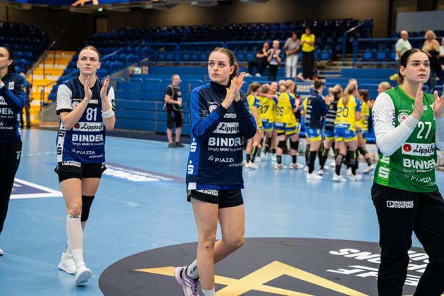 HSG Blomberg Lippe GER vs. Storhamar Handball Elite NOR, Handball, EHF Champions League Women, Group Stage, September 12, 2026, 2026–2027 Season, Lemgo’s Isabelle Axmann of HSG Blomberg Lippe, No. 11, thanks the fans at the Lemgo Phoenix Contact Arena in Germany