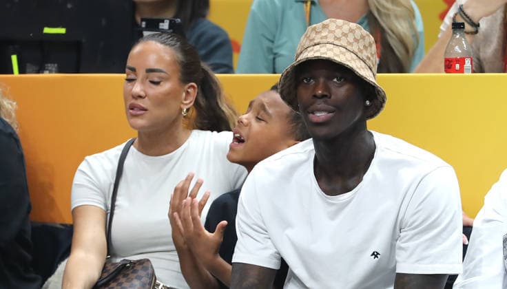 NBA pro Dennis Schröder, along with his wife Ellen and son Dennis, are excited about basketball: the FIBA World Cup, Women’s World Cup, semifinals, 2026–2027 season, December 9, 2026, France (FRA) vs. DBB Germany (GER)