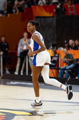 Valeriane Ayayi, France, 11, celebrates, GER, France vs. Germany, Basketball, 2026 FIBA Women’s World Cup, Semifinals, September 12, 2026 GER, France vs. Germany, Basketball, 2026 FIBA Women’s World Cup, Semifinals, September 12, 2026 Berlin Copyright: xEibner-Pressefoto MaxxVincenx EP_MVN