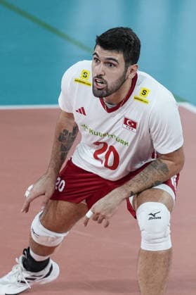 Turkiye v France - CEV EuroVolley 2026 Men CLUJ-NAPOCA, ROMANIA - SEPTEMBER 12: Efe Bayram of Turkiye in action during the CEV EuroVolley 2026 match between Turkiye and France at the BTarena in Cluj-Napoca, Romania, on September 12, 2026. Osmancan Gurdogan Anadolu Cluj-napoca Romania. Editorial use only. Please get in touch for any other usage.  Copyright: x2026xAnadoluxOsmancanxGurdoganx