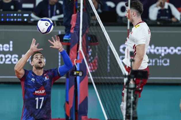 Turkiye v France - CEV EuroVolley 2026 Men CLUJ-NAPOCA, ROMANIA - SEPTEMBER 12: Trevor Clevenot (17) of France in action during the CEV EuroVolley 2026 match between Turkiye and France at the BTarena in Cluj-Napoca, Romania, on September 12, 2026. Osmancan Gurdogan Anadolu Cluj-napoca Romania. Editorial use only. Please get in touch for any other usage.  Copyright: x2026xAnadoluxOsmancanxGurdoganx