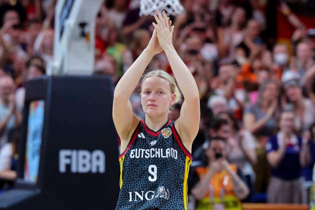 Emma Eichmeyer of Germany looks dejected during the FIBA Women s Basketball World Cup Germany 2026 semifinal match between France and Germany at the Berlin Arena on September 12, 2026, in Berlin, Germany. Photo by Marco Steinbrenner, DeFodi Images
