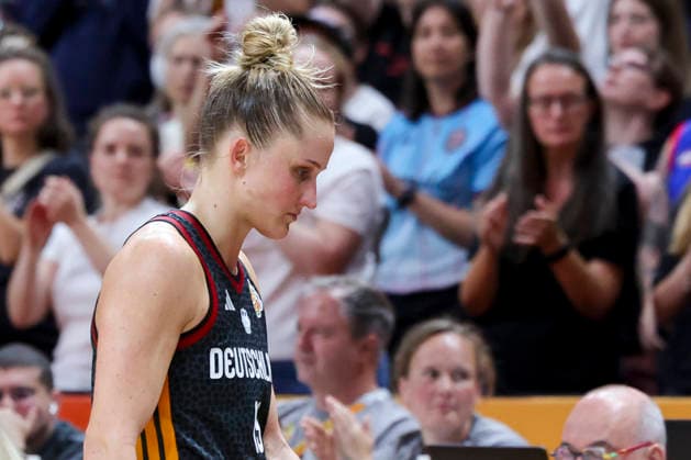 Leonie Fiebich of Germany looks dejected during the FIBA Women s Basketball World Cup Germany 2026 semifinal match between France and Germany at Berlin Arena on September 12, 2026, in Berlin, Germany. Photo by Marco Steinbrenner, DeFodi Images