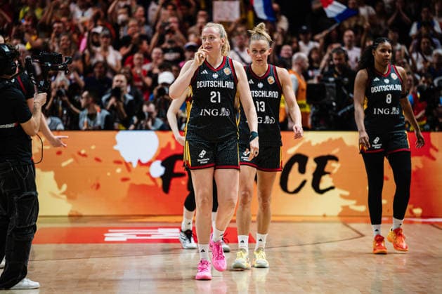 FIBA Women’s Basketball World Cup 2026: France vs. Germany, September 12, 2026; Marie Gülich, Germany, 21, disappointed; Disappointment in basketball; FIBA Women’s Basketball World Cup 2026; Final Round, Semifinal: France vs. Germany on September 12, 2026, at the Uber Arena, Berlin Copyright: xBEAUTIFULxSPORTS Tonhäuserx
