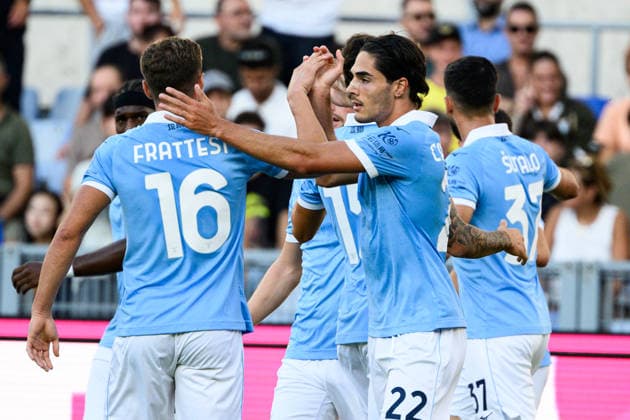 Matteo Cancellieri of SS Lazio celebrates with team mates after scoring the goal of 1-0 during the Serie A 2026 2027 football match between SS Lazio and AC Milan at Stadio Olimpico in Rome (Italy), September 12, 2026. AndreaxStaccioli