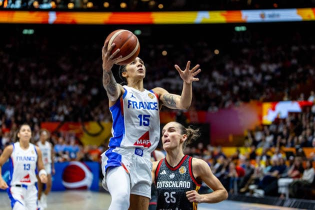 Basketball Berlin, September 12, 2026 FIBA Women’s Basketball World Cup Germany 2026 Semifinal France FRA Germany GER Gabby Williams, France, No. 15 Clara, Bielefeld, Germany, No. 25