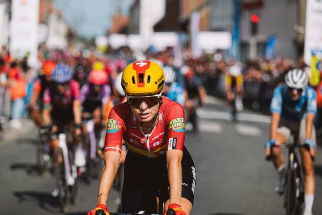A Travers Les Hauts-de-France, Finishline Of 4th Edition Alberte Greve of Denmark, riding for team UNO X Mobility, crosses the finish line of A Travers les Hauts-de-France (UCI WE 1.1), a 130.5-kilometer race between Queant and Ecourt-Saint-Quentin in Pas-de-Calais, France. Ecourt-Saint-Quentin France  Copyright: xGautierxDemouveauxx originalFilename:demouveaux-notitle260912_npM9c.jpg