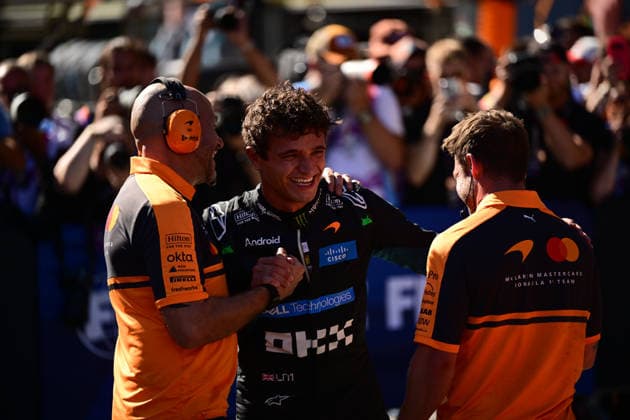 F1 Grand Prix of Spain - Qualifying Lando Norris of the McLaren F1 Team celebrates his pole position during qualifying for the Formula 1 Spanish Grand Prix at the Madring Circuit in Madrid, Spain, on September 12, 2026. Madrid Comunidad de Madrid Spain  Copyright: xAndreaxDiodatox originalFilename:diodato-spanishg260912_npEST.jpg