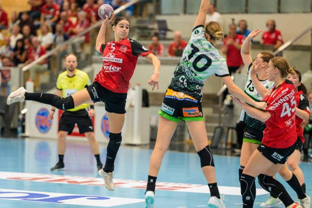 Luca Csikos, Thueringer HC, 05; Matilda Ehlert, Frisch Auf Goeppingen, 10; Aylin Bornhardt, Frisch Auf Goeppingen, 13; Jolina Huhnstock, Thueringer HC, 45 GER; Thüringer HC vs. FRISCH AUF Göppingen, Handball, Alsco Women’s Handball Bundesliga, 2026–2027 Season, Matchday 3, Saturday, 6:00 p.m., September 12, 2026 GER, Thueringer HC vs. FRISCH AUF Göppingen, Handball, Alsco Women’s Handball Bundesliga, 2026–2027 Season, Matchday 3, Saturday, 6:00 p.m., September 12, 2026, Bad Langensalza Copyright: xMartinxHerbstx