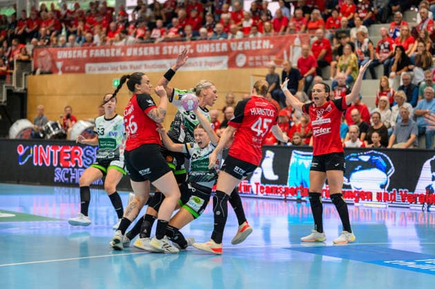 Luisa Schulze, Frisch Auf Göppingen, 33; Lara Daeuble, Frisch Auf Göppingen, 95; Marcela Santos Arounian, Thuringer HC, 36; Jolina Huhnstock, Thuringer HC, 45; Jana Leonie Scheib, Thuringer HC, 20 GER, Thuringer HC vs. FRISCH AUF Göppingen, handball, Alsco Women’s Handball Bundesliga, 2026–2027 season, Matchday 3, Saturday, 6:00 p.m., September 12, 2026 GER, Thüringer HC vs. FRISCH AUF Göppingen, Handball, Alsco Women’s Handball Bundesliga, 2026–2027 Season, Matchday 3, Saturday, 6:00 p.m., September 12, 2026, Bad Langensalza Copyright: xMartinxHerbstx