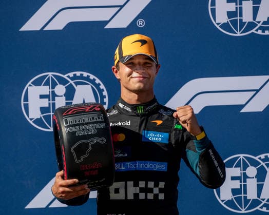 September 12, 2026, Madrid, Madrid, Spain: Lando Norris (GBR McLaren) holding and celebrating with the Pirelli pole position tyre award during the Formula 1 Madrid Grand Prix 2026. Madrid Spain - ZUMAl234 20260912_znp_l234_013 Copyright: xGabrielxLopezx
