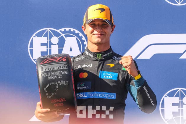 Formula 1 Tag Heuer Gran Premio De Espana Pole Position Lando Norris (GBR), McLaren Mastercard F1 Team, MCL40, Car 1 with Pirelli pole position award during Formula 1 Tag Heuer Spanish Grand Prix 2026 on September 12., 2026 in Madring, Madrid, Spain Zsombor Toth Madrid Madring Madrid Spain Copyright: xZsomborxTothx