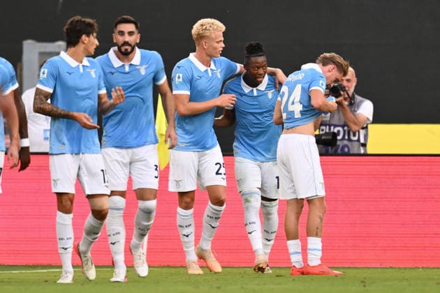IPA88446522 - Tijjani Noslin of S.S. Lazio celebrates after scoring the goal that made the score 2-0 during Matchday 4 of the Serie A Championship between S.S. Lazio and A.C. Milan at the Olympic Stadium on September 12, 2026, in Rome, Italy.  Copyright: xDomenicoxCippitelli IPAxSportx xx IPA88446522