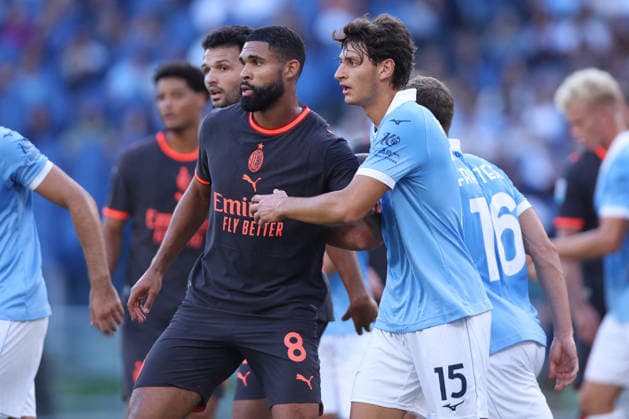SOCCER - Serie A - SS Lazio vs. AC Milan Photo by IPA ABACAPRESS.COM88445577 - Rome, Italy - September 12, 2026: Ruben Loftus-Cheek (midfielder) of AC Milan and Romano Mussolini (defender) of Lazio are seen in action during the 2026–2027 Italian Serie A-Enilive Championship soccer match between SS Lazio and AC Milan at the Olympic Stadium in Rome. Rome Italy  Copyright: xIPAxSport ABACAx