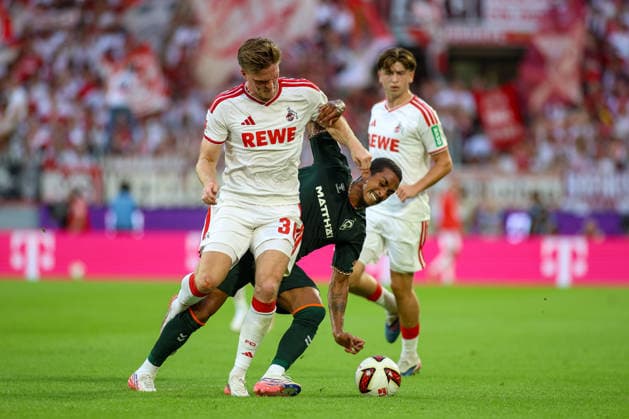 12.09.2026, GER, Fussball, Herren, Bundesliga , 1. Bundesliga, Saison 2026 2027, 1. FC Köln - SV Werder Bremen Marius Bülter (KOE) und Arthur (SVW) im Kampf um den Ball *** September 12, 2026, GER, Soccer, Men s, Bundesliga, 1. Bundesliga, 2026–2027 Season, 1. FC Köln vs. SV Werder Bremen: Marius Bülter (KOE) and Arthur (SVW) battle for the ball Copyright: xSvenxHanischx