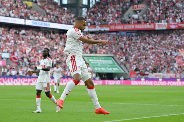 Jubel Linton Maina (1. FC Köln) nach seinem Tor zum 1:0, Fussball 1. Bundesliga, 3.Spieltag, 1. FC Koeln - SV Werder Bremen, am 12.09.2026 in Koeln Deutschland. DFL regulations prohibit any use of photographs as image sequences and or quasi-video Â *** Linton Maina of 1. FC Köln celebrates after scoring the 1-0 goal, Soccer, Bundesliga 1, Matchday 3, 1. FC Köln vs. SV Werder Bremen, on September 12, 2026, in Cologne, Germany. DFL regulations prohibit any use of photographs as image sequences and or quasi-video.