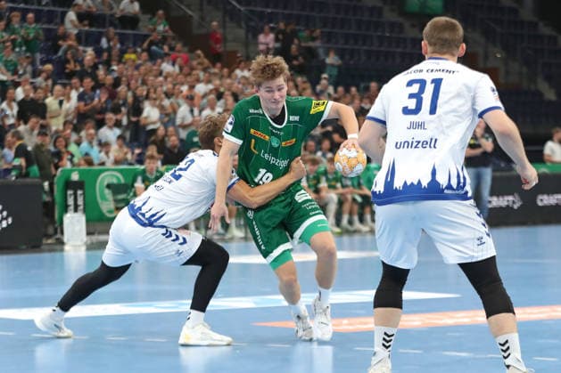 Handball, HBL2: SC DHfK Leipzig vs. VfL Lübeck Schwartau, September 12, 2026; Finn Schroven 19, SC DHfK Leipzig Handball, 2nd Bundesliga, 2026–2027 season, Matchday 3: SC DHfK Leipzig vs. VfL Lübeck Schwartau on September 12, 2026, at the Quarterback Immobilien Arena Leipzig Copyright: xBEAUTIFULxSPORTS JanxKaeferx