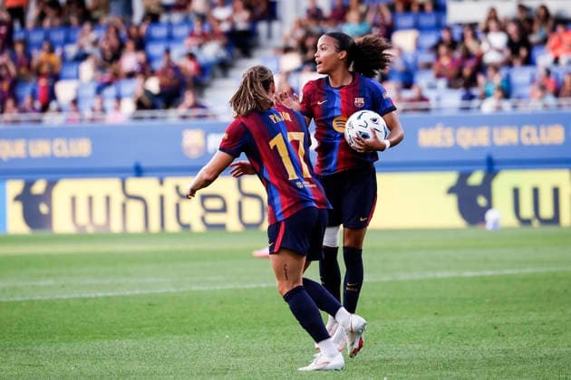 September 12, 2026, Sant Joan Despi, Barcelona, Spain: Vicky Lopez of FC Barcelona, Barca celebrates a goal during the Spanish Women league, Liga F, football match played between FC Barcelona and Atletico de Madrid at Johan Cruyff Stadium on September 12, 2026 in Sant Joan Despi, Barcelona. FC Barcelona V Atletico De Madrid - Liga F  - ZUMAa181 20260912_zaa_a181_211 Copyright: xJavierxBorregox