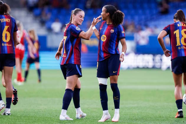 September 12, 2026, Sant Joan Despi, Barcelona, Spain: Vicky Lopez of FC Barcelona, Barca celebrates a goal during the Spanish Women league, Liga F, football match played between FC Barcelona and Atletico de Madrid at Johan Cruyff Stadium on September 12, 2026 in Sant Joan Despi, Barcelona. FC Barcelona V Atletico De Madrid - Liga F  - ZUMAa181 20260912_zaa_a181_213 Copyright: xJavierxBorregox