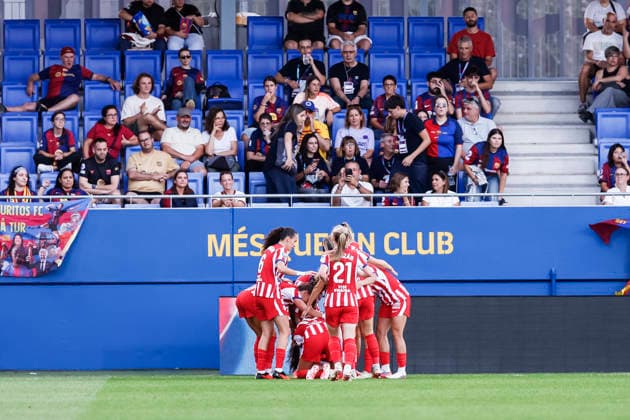 September 12, 2026, Sant Joan Despi, Barcelona, Spain: Allegra Poljak of Atletico de Madrid celebrates a goal with teammates during the Spanish Women league, Liga F, football match played between FC Barcelona, Barca and Atletico de Madrid at Johan Cruyff Stadium on September 12, 2026 in Sant Joan Despi, Barcelona. FC Barcelona V Atletico De Madrid - Liga F  - ZUMAa181 20260912_zaa_a181_222 Copyright: xJavierxBorregox