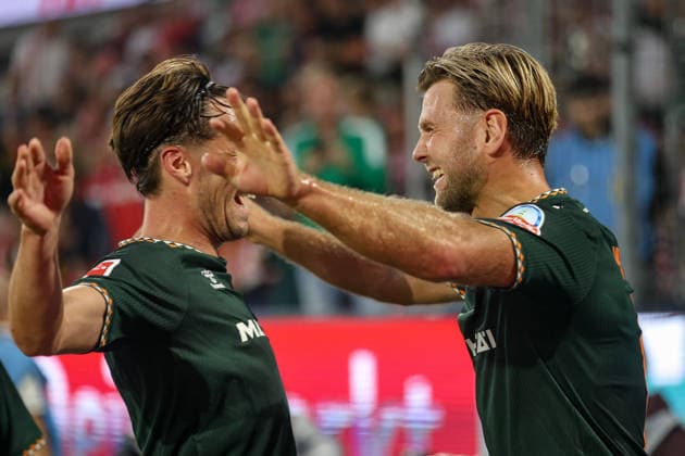 12.09.2026, GER, Fussball, Herren, Bundesliga , 1. Bundesliga, Saison 2026 2027, 1. FC Köln - SV Werder Bremen Niclas Füllkrug (SVW)Torjubel, jubelt nach seinem Treffer zum 1:1 *** September 12, 2026, Germany, Soccer, Men s, Bundesliga, 1. Bundesliga, 2026–2027 Season, 1. FC Köln vs. SV Werder Bremen, Niclas Füllkrug (SVW) celebrates his goal, which tied the score at 1–1 Copyright: xSvenxHanischx