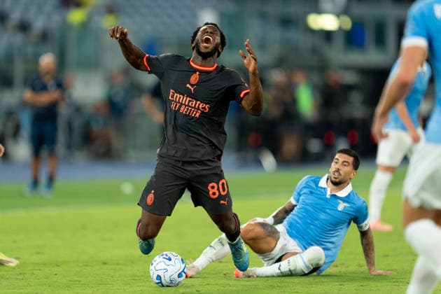 SS Lazio v AC Milan - Serie A Enilive Yunus Musah of AC Milan and Mattia Zaccagni of SS Lazio compete for the ball during the Serie A Enilive match between SS Lazio and AC Milan at Olympic Stadium on September 12, 2026 in Rome, Italy Rome Olympic Stadium Lazio Italy Copyright: xGiuseppexMaffiax 20260912_193752_SerieA_Lazio-Milan_LIA03337
