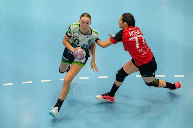 Matilda Ehlert, Frisch Auf Göppingen, 10; Kelly de Abreu Rosa, Thuringer HC, 77 GER; Thuringer HC vs. FRISCH AUF Göppingen, Handball, Alsco Women s Handball Bundesliga, 2026–2027 Season, Matchday 3, Saturday, 6:00 p.m., September 12, 2026 GER, Thueringer HC vs. FRISCH AUF Göppingen, Handball, Alsco Women’s Handball Bundesliga, 2026–2027 season, Matchday 3, Saturday, 6:00 p.m., September 12, 2026, Bad Langensalza Copyright: xMartinxHerbstx