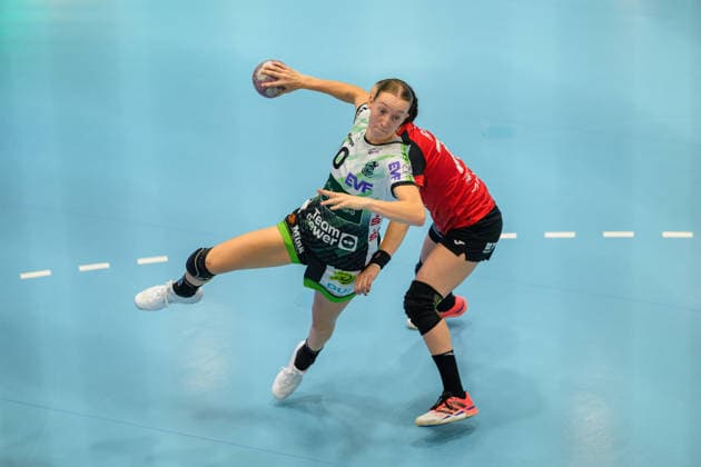Matilda Ehlert, Frisch Auf Göppingen, 10; Kelly de Abreu Rosa, Thuringer HC, 77 GER; Thuringer HC vs. FRISCH AUF Göppingen, Handball, Alsco Women s Handball Bundesliga, 2026–2027 Season, Matchday 3, Saturday, 6:00 p.m., September 12, 2026 GER, Thueringer HC vs. FRISCH AUF Göppingen, Handball, Alsco Women’s Handball Bundesliga, 2026–2027 season, Matchday 3, Saturday, 6:00 p.m., September 12, 2026, Bad Langensalza Copyright: xMartinxHerbstx