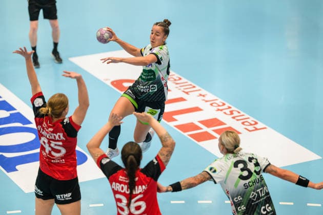 Stephanie Elies, Frisch Auf Göppingen, 63; Jolina Huhnstock, Thüringer HC, 45; Marcela Santos Arounian, Thuringer HC, 36; Luisa Schulze, Frisch Auf Göppingen, 33 (GER); Thuringer HC vs. FRISCH AUF Göppingen, Handball, Alsco Women’s Handball Bundesliga, 2026–2027 season, Matchday 3, Saturday, 6:00 p.m., September 12, 2026 GER, Thüringer HC vs. FRISCH AUF Göppingen, Handball, Alsco Women’s Handball Bundesliga, 2026–2027 season, Matchday 3, Saturday, 6:00 p.m., September 12, 2026, Bad Langensalza Copyright: xMartinxHerbstx