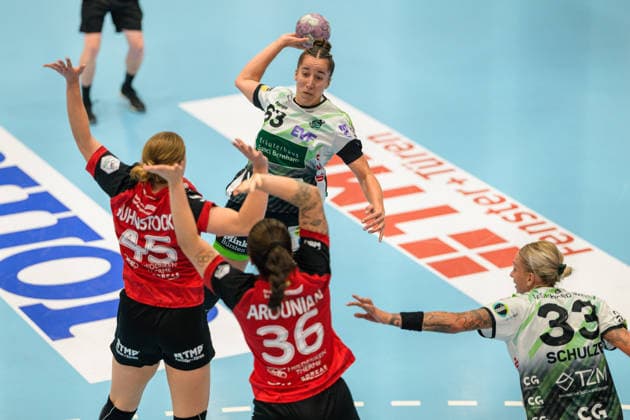 Stephanie Elies, Frisch Auf Göppingen, 63; Jolina Huhnstock, Thüringer HC, 45; Marcela Santos Arounian, Thuringer HC, 36; Luisa Schulze, Frisch Auf Göppingen, 33 (GER); Thuringer HC vs. FRISCH AUF Göppingen, Handball, Alsco Women’s Handball Bundesliga, 2026–2027 season, Matchday 3, Saturday, 6:00 p.m., September 12, 2026 GER, Thüringer HC vs. FRISCH AUF Göppingen, Handball, Alsco Women’s Handball Bundesliga, 2026–2027 season, Matchday 3, Saturday, 6:00 p.m., September 12, 2026, Bad Langensalza Copyright: xMartinxHerbstx